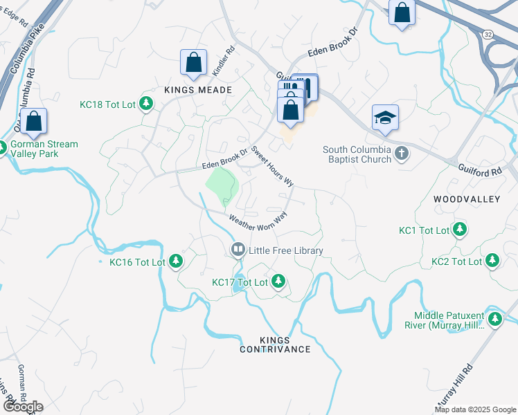 map of restaurants, bars, coffee shops, grocery stores, and more near 7565 Weather Worn Way in Columbia