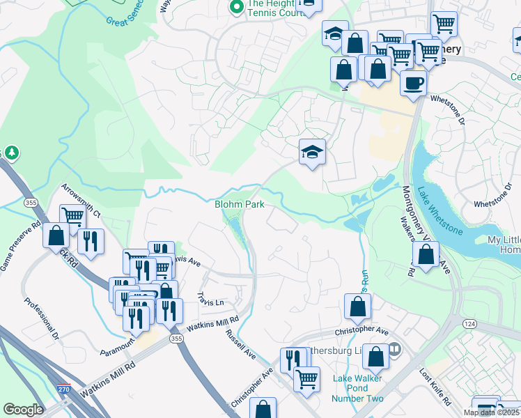 map of restaurants, bars, coffee shops, grocery stores, and more near 942 Windbrooke Drive in Gaithersburg