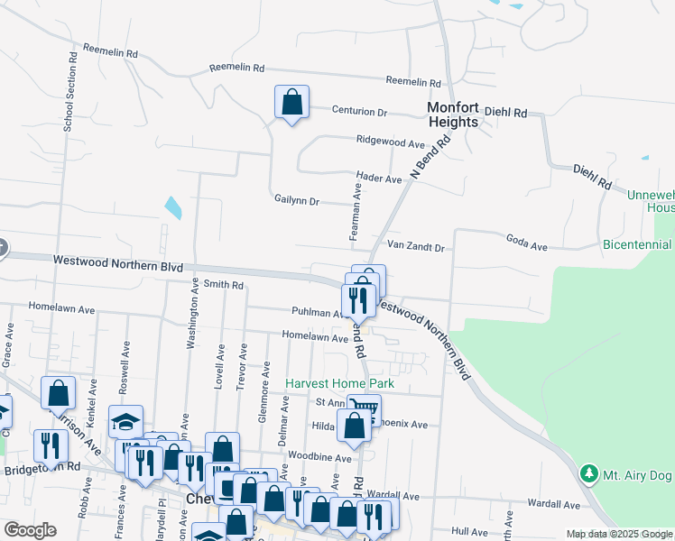 map of restaurants, bars, coffee shops, grocery stores, and more near in Cheviot