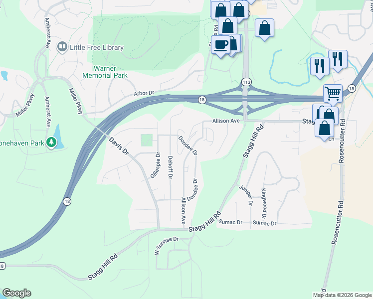 map of restaurants, bars, coffee shops, grocery stores, and more near 805 Allison Avenue in Manhattan