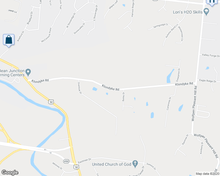 map of restaurants, bars, coffee shops, grocery stores, and more near Klondyke Road in Milford