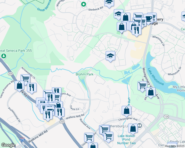 map of restaurants, bars, coffee shops, grocery stores, and more near 936 Windbrooke Drive in Gaithersburg