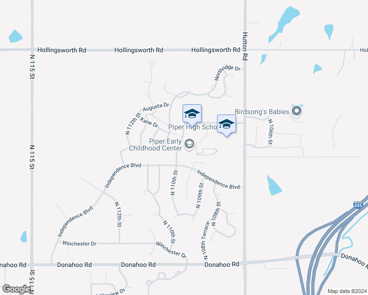 map of restaurants, bars, coffee shops, grocery stores, and more near 4410 North 107th Street in Kansas City
