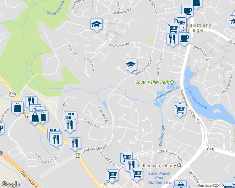 map of restaurants, bars, coffee shops, grocery stores, and more near 942 Windbrooke Drive in Gaithersburg