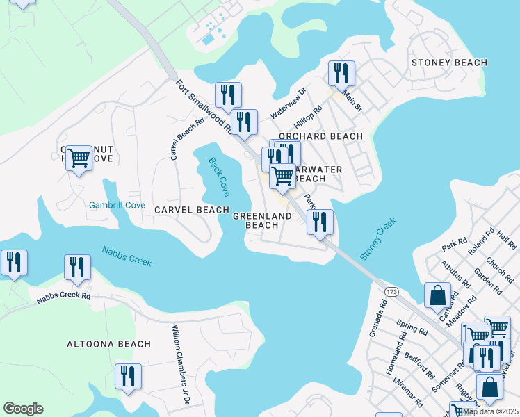 map of restaurants, bars, coffee shops, grocery stores, and more near 200 Greenland Beach Road in Riviera Beach