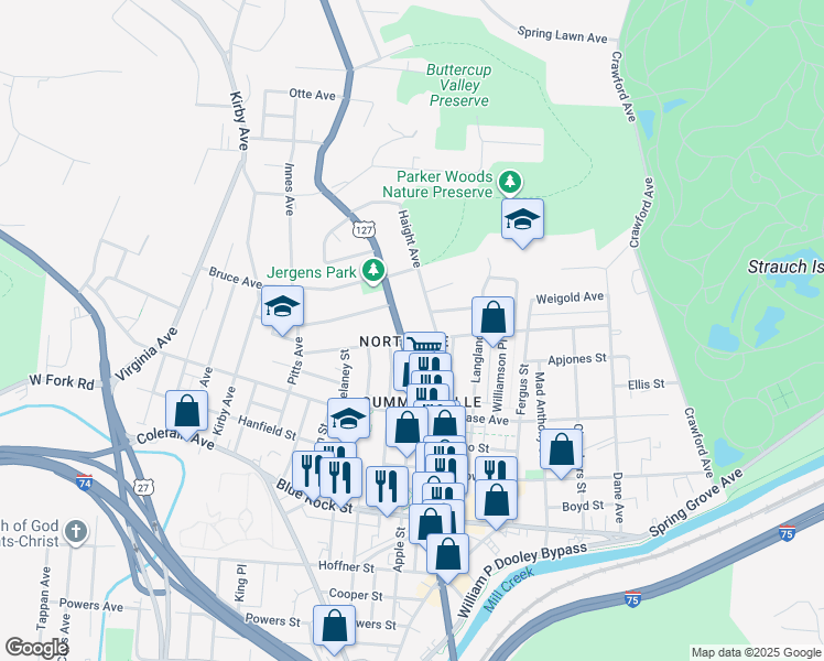 map of restaurants, bars, coffee shops, grocery stores, and more near 4325 Haight Avenue in Cincinnati