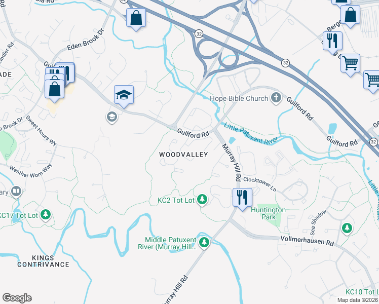 map of restaurants, bars, coffee shops, grocery stores, and more near 8909 Early April Way in Columbia