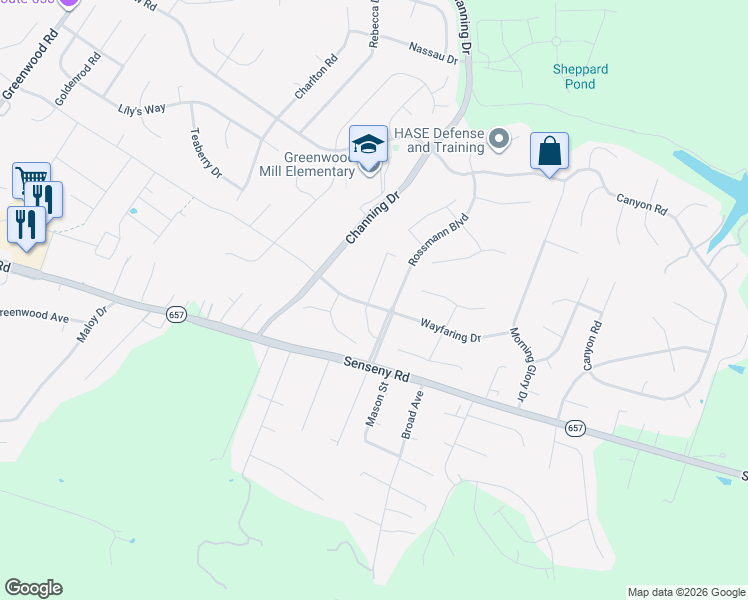 map of restaurants, bars, coffee shops, grocery stores, and more near 113 Brockham Court in Winchester