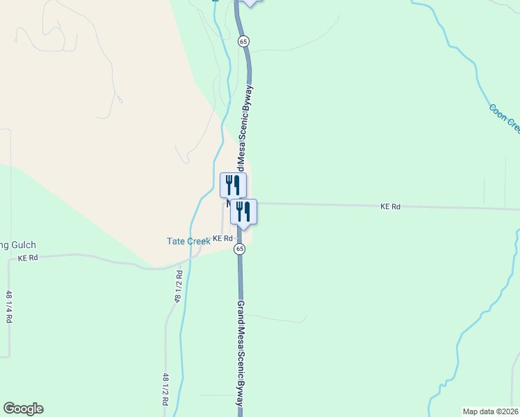 map of restaurants, bars, coffee shops, grocery stores, and more near 49046 KE Road in Mesa