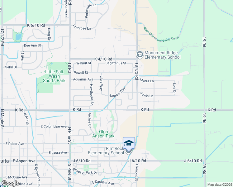 map of restaurants, bars, coffee shops, grocery stores, and more near 522 Virgo Way in Fruita