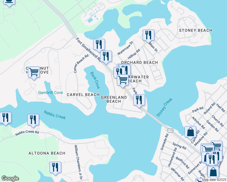 map of restaurants, bars, coffee shops, grocery stores, and more near 140 Greenland Beach Road in Riviera Beach