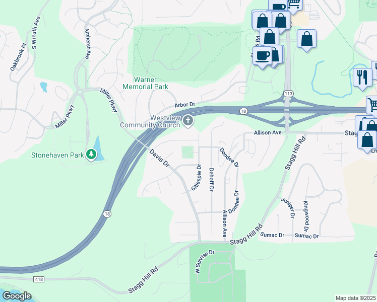 map of restaurants, bars, coffee shops, grocery stores, and more near 3010 Irene Circle in Manhattan