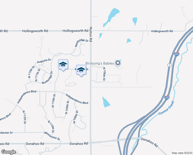 map of restaurants, bars, coffee shops, grocery stores, and more near 4331 North 106th Terrace in Kansas City