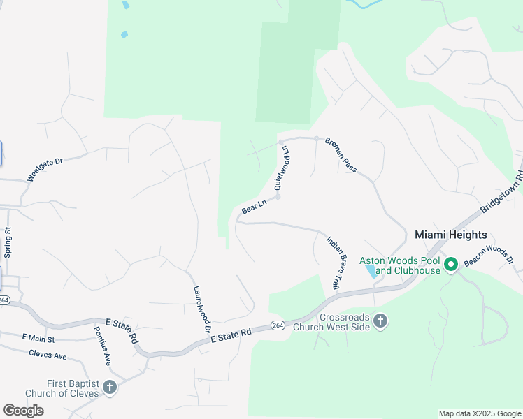 map of restaurants, bars, coffee shops, grocery stores, and more near 3970 Bear Lane in Cleves