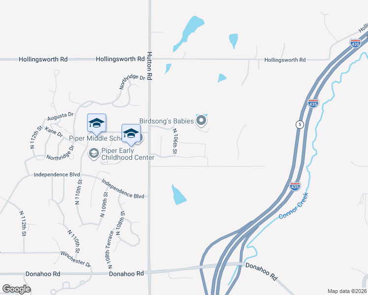 map of restaurants, bars, coffee shops, grocery stores, and more near 4331 North 106th Street in Kansas City