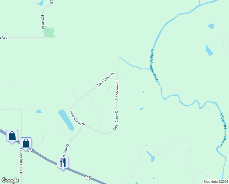 map of restaurants, bars, coffee shops, grocery stores, and more near 17175 Stonecreek Drive in Effingham