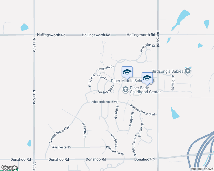 map of restaurants, bars, coffee shops, grocery stores, and more near 4315 N 110th Terrace in Kansas City