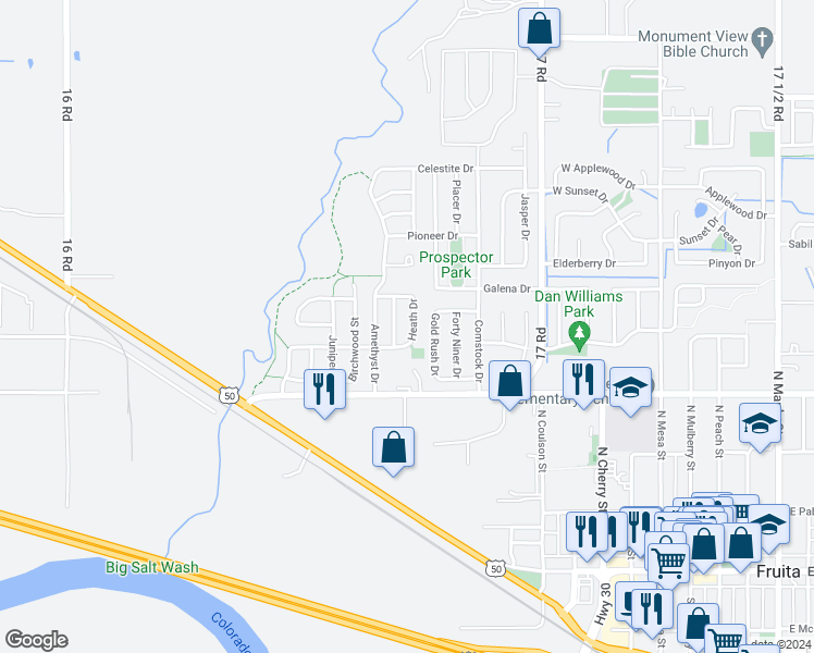 map of restaurants, bars, coffee shops, grocery stores, and more near 535 Heath Drive in Fruita