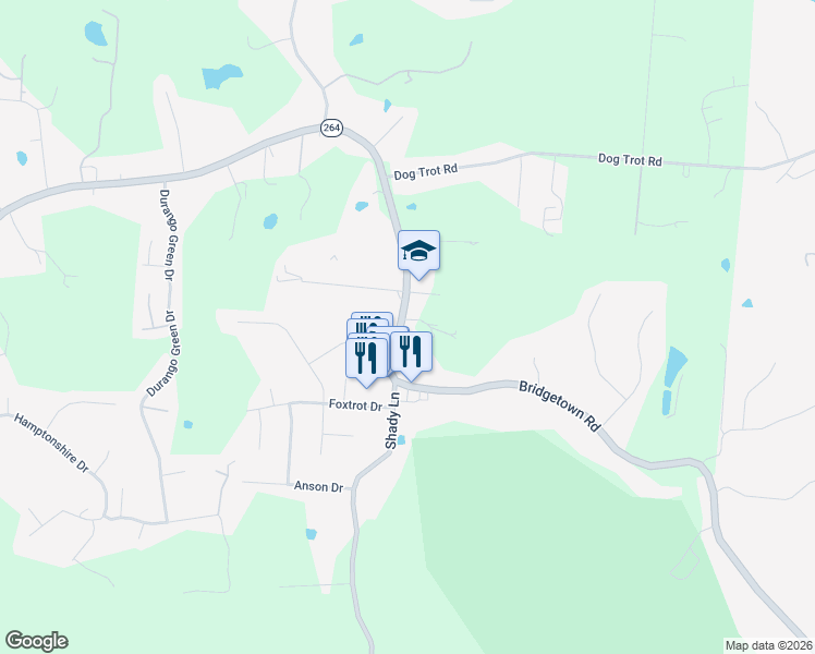 map of restaurants, bars, coffee shops, grocery stores, and more near 7634 Bridgetown Road in Cincinnati