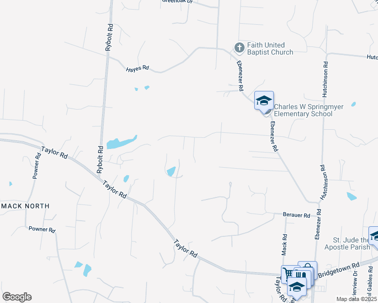 map of restaurants, bars, coffee shops, grocery stores, and more near 6449 Springmyer Drive in Cincinnati