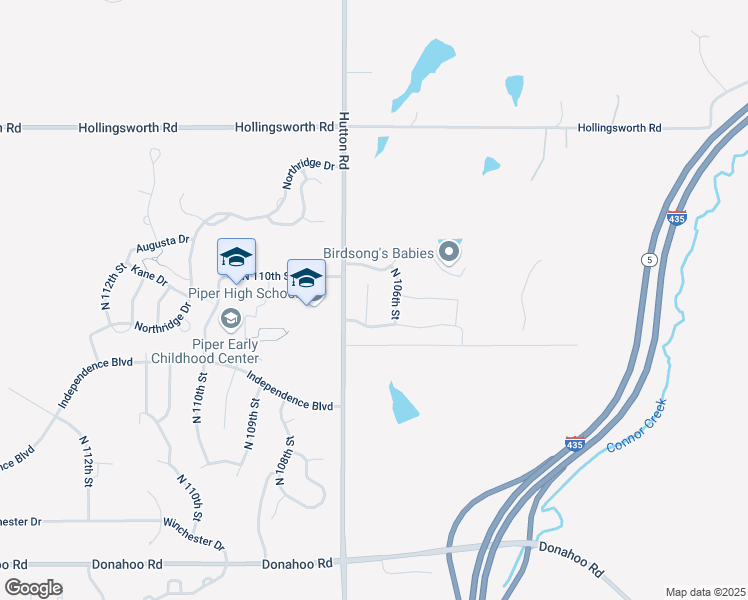 map of restaurants, bars, coffee shops, grocery stores, and more near 4331 North 106th Terrace in Kansas City