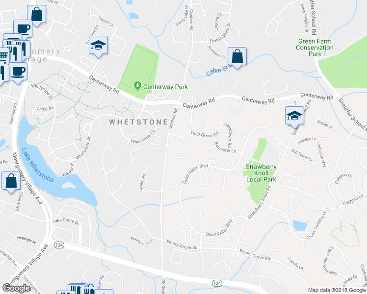 map of restaurants, bars, coffee shops, grocery stores, and more near 18916 Lindenhouse Rd in Gaithersburg