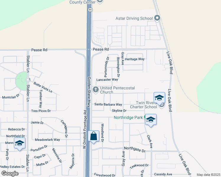 map of restaurants, bars, coffee shops, grocery stores, and more near 1160 Manchester Way in Yuba City