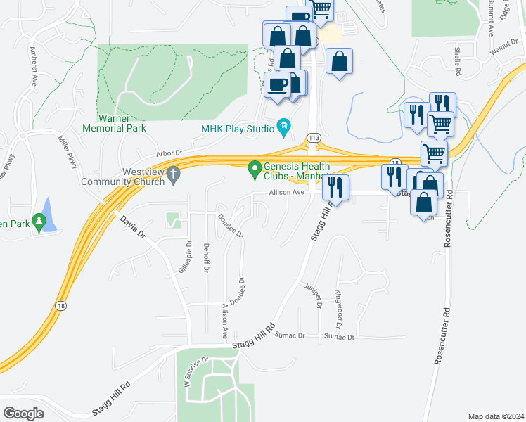 map of restaurants, bars, coffee shops, grocery stores, and more near in Manhattan