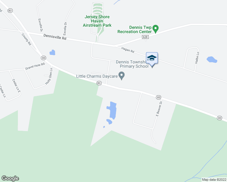 map of restaurants, bars, coffee shops, grocery stores, and more near 1467 New Jersey 83 in Cape May County