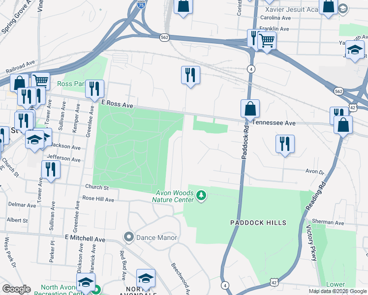 map of restaurants, bars, coffee shops, grocery stores, and more near 4906 Chalet Drive in Saint Bernard