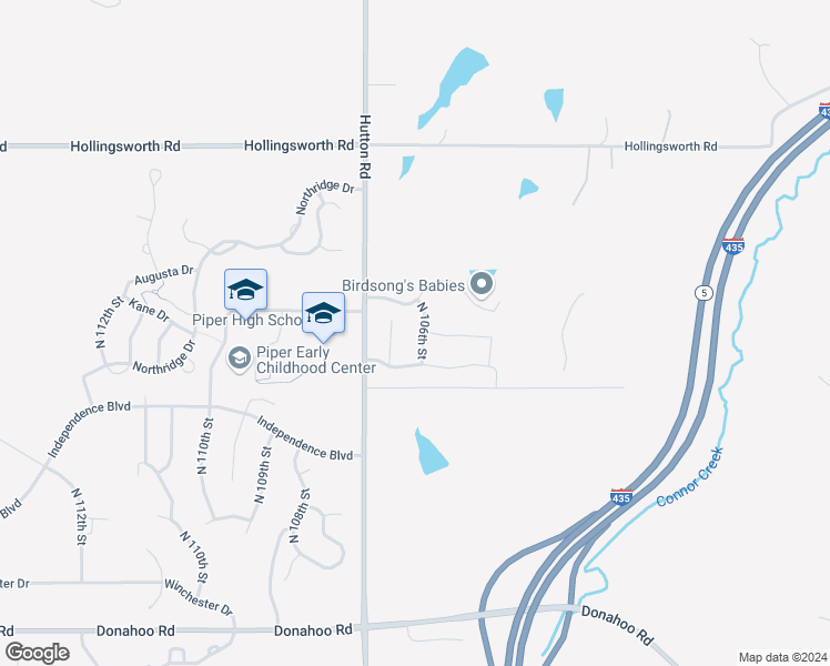 map of restaurants, bars, coffee shops, grocery stores, and more near 4331 North 106th Terrace in Kansas City
