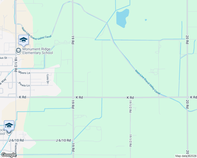 map of restaurants, bars, coffee shops, grocery stores, and more near 1924 K Road in Fruita