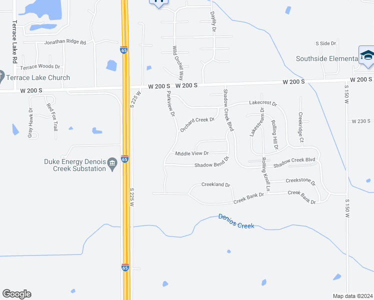 map of restaurants, bars, coffee shops, grocery stores, and more near 2492 Middle View Drive in Columbus