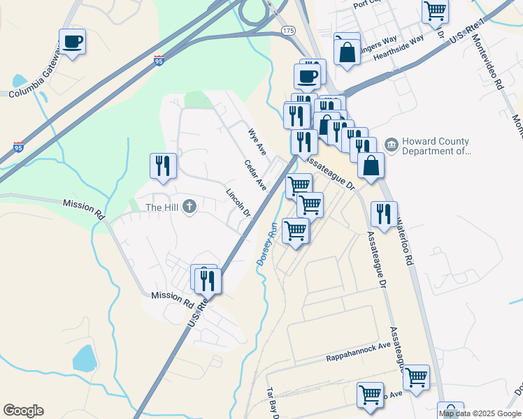 map of restaurants, bars, coffee shops, grocery stores, and more near 101 Independence Avenue Southeast in Washington