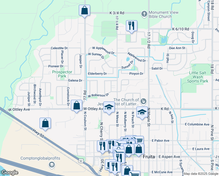 map of restaurants, bars, coffee shops, grocery stores, and more near 515 North Plum Street in Fruita
