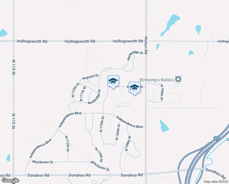 map of restaurants, bars, coffee shops, grocery stores, and more near 4420 North 107 Street in Kansas City