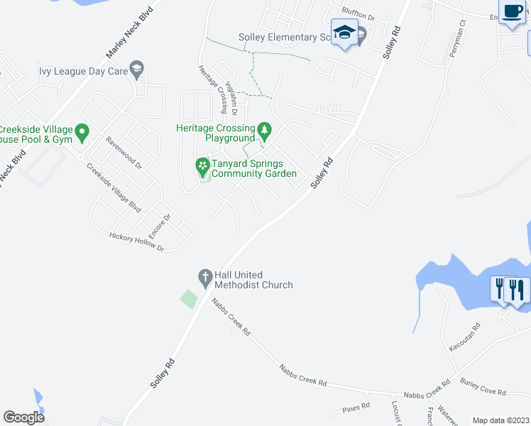 map of restaurants, bars, coffee shops, grocery stores, and more near 7845 Stonebriar Drive in Glen Burnie