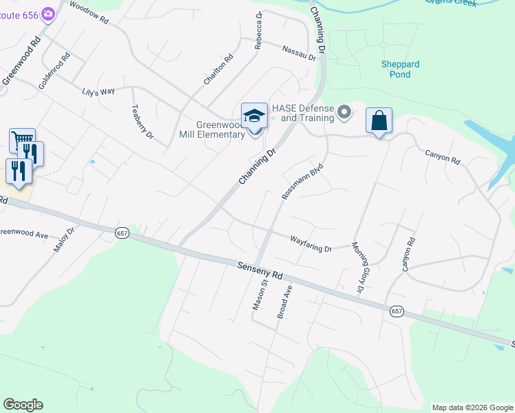 map of restaurants, bars, coffee shops, grocery stores, and more near 113 Brockham Court in Winchester