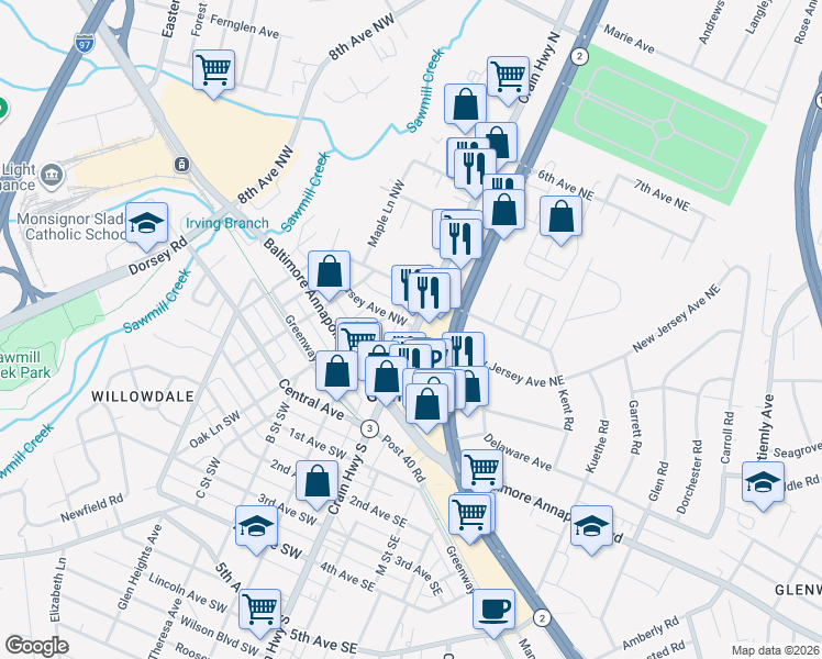 map of restaurants, bars, coffee shops, grocery stores, and more near 101 Independence Avenue Southeast in Washington