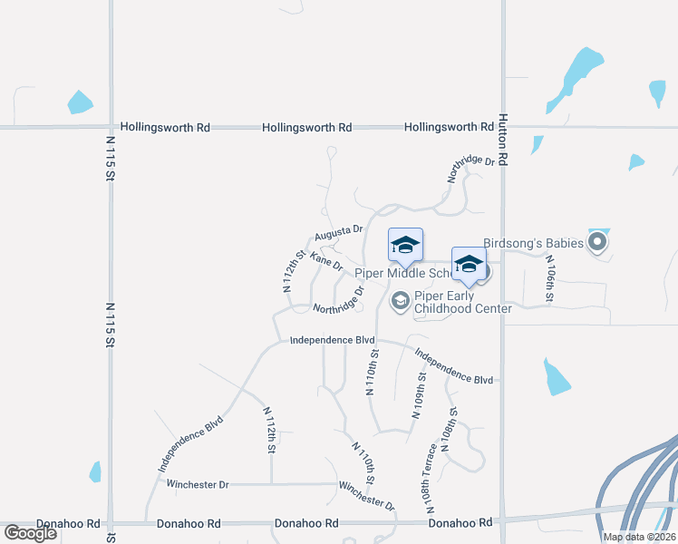 map of restaurants, bars, coffee shops, grocery stores, and more near 4315 North 110th Terrace in Kansas City