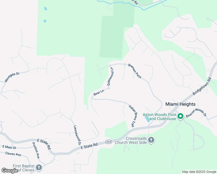 map of restaurants, bars, coffee shops, grocery stores, and more near 8702 Quietwood Lane in Cleves