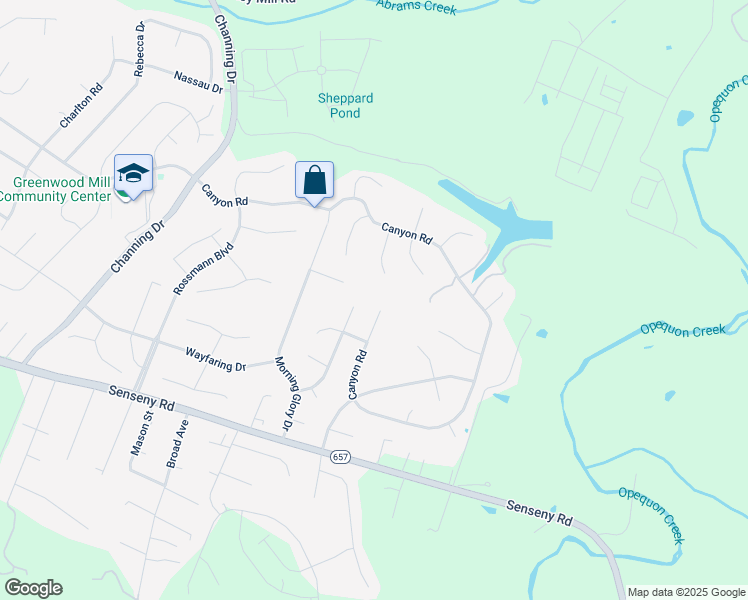 map of restaurants, bars, coffee shops, grocery stores, and more near 102 Canyon Road in Winchester