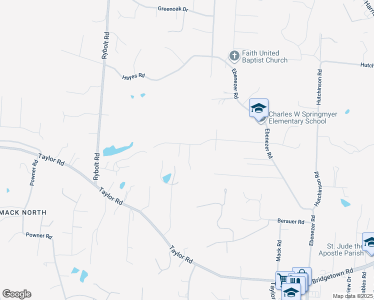 map of restaurants, bars, coffee shops, grocery stores, and more near 6449 Springmyer Drive in Cincinnati