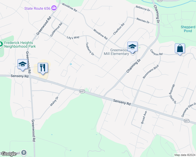 map of restaurants, bars, coffee shops, grocery stores, and more near 113 Sesar Court in Winchester