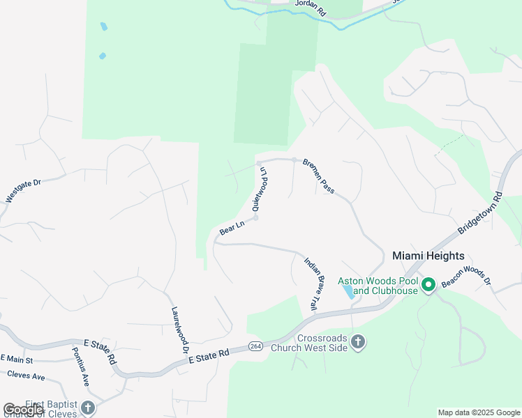 map of restaurants, bars, coffee shops, grocery stores, and more near 8702 Quietwood Lane in Cleves