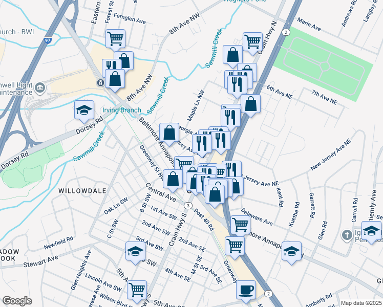 map of restaurants, bars, coffee shops, grocery stores, and more near 101 Independence Avenue Southeast in Washington