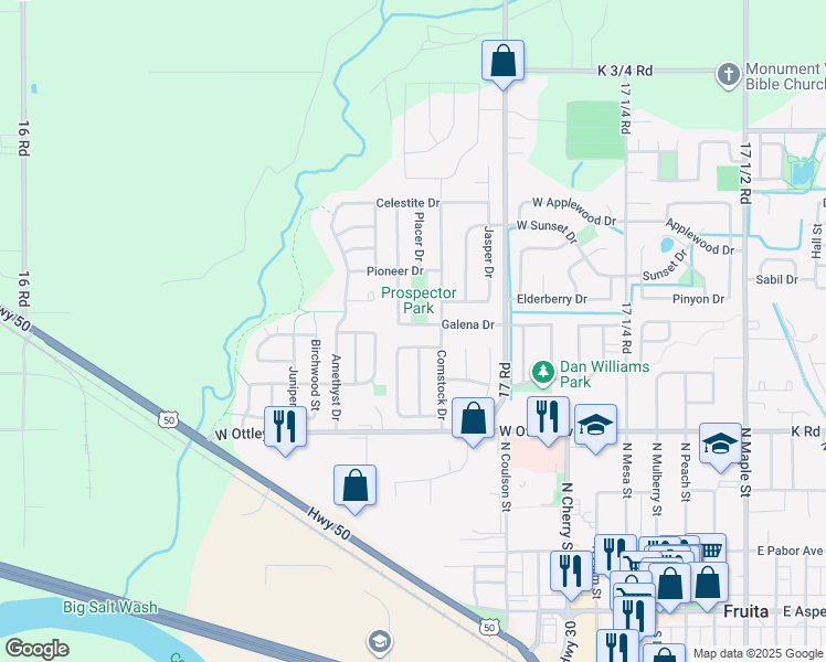 map of restaurants, bars, coffee shops, grocery stores, and more near 736 Galena Drive in Fruita
