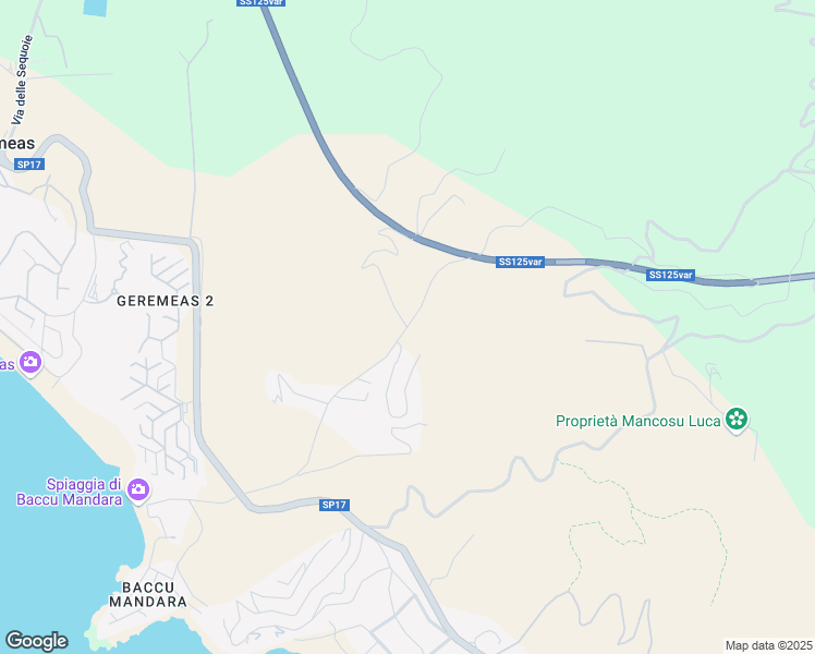 map of restaurants, bars, coffee shops, grocery stores, and more near Località Baccu Mandara in Città Metropolitana di Cagliari