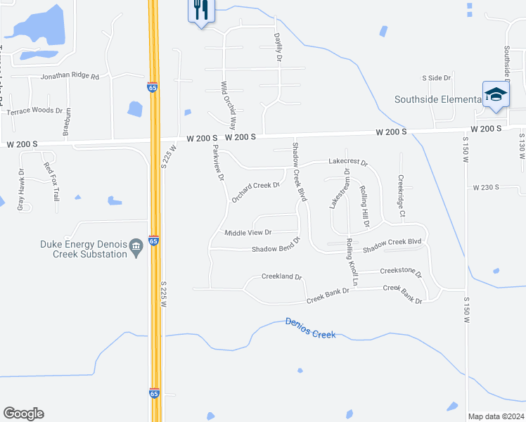 map of restaurants, bars, coffee shops, grocery stores, and more near 2396 Meadow Bend Drive in Columbus