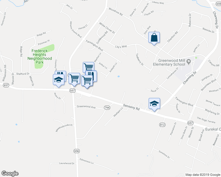 map of restaurants, bars, coffee shops, grocery stores, and more near 1985 Senseny Road in Winchester